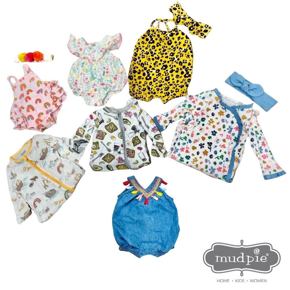Mud Pie Baby Bundle Sleeper and Romper Set - 7 outfits size 3-6M